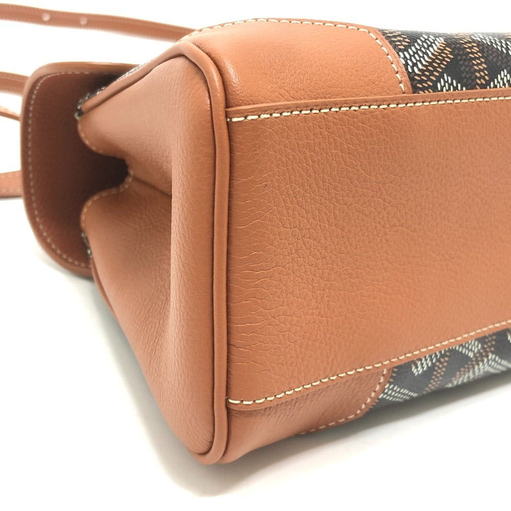 GOYARD Saigon Mini Soft Bag, 2-Way Crossbody Shoulder Handbag, Coated Canvas, Leather, Women's, Black & Tan, Like New — Like New