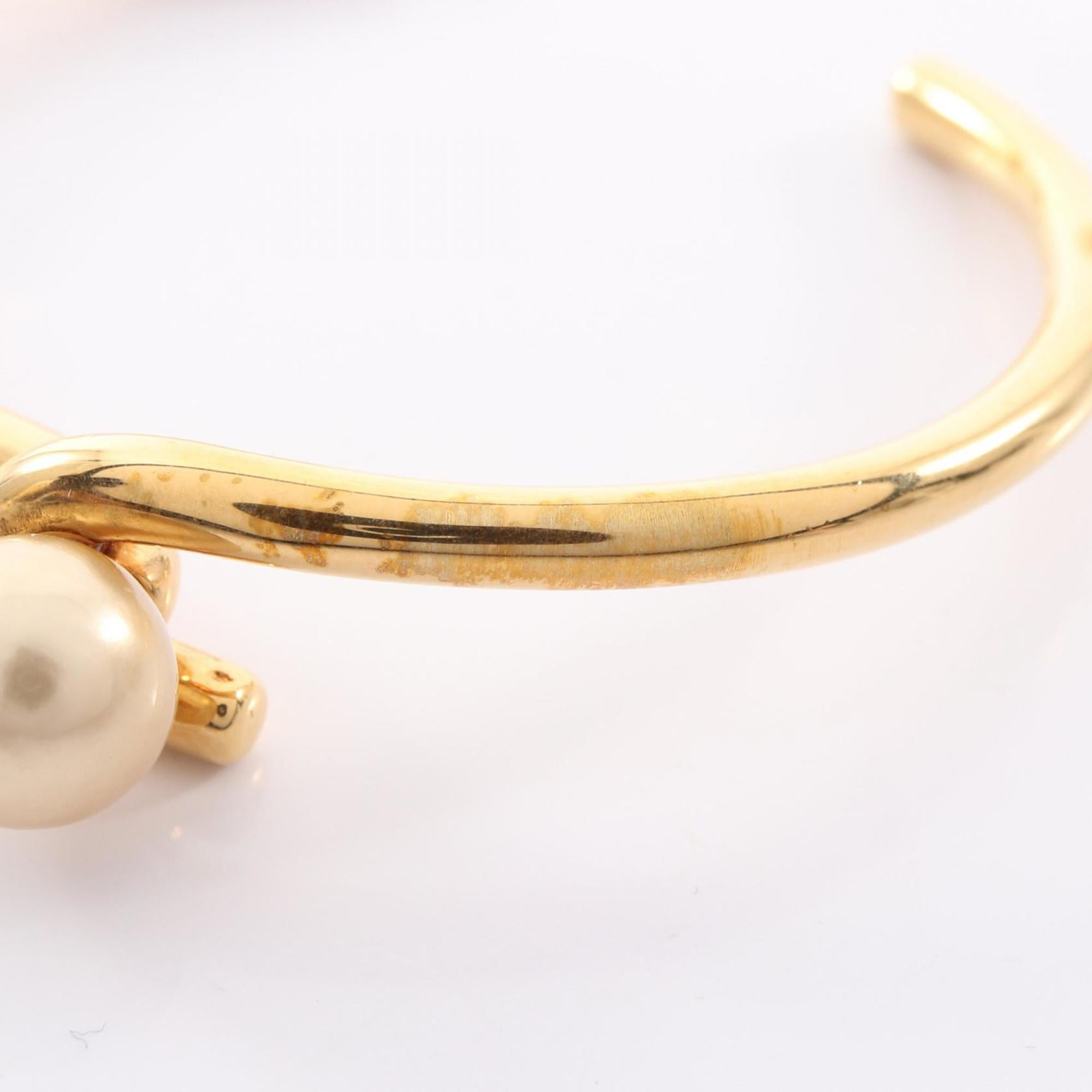 Celine Knot Pearl Bangle, Gold Plated, with Faux Pearls, Women's, and White