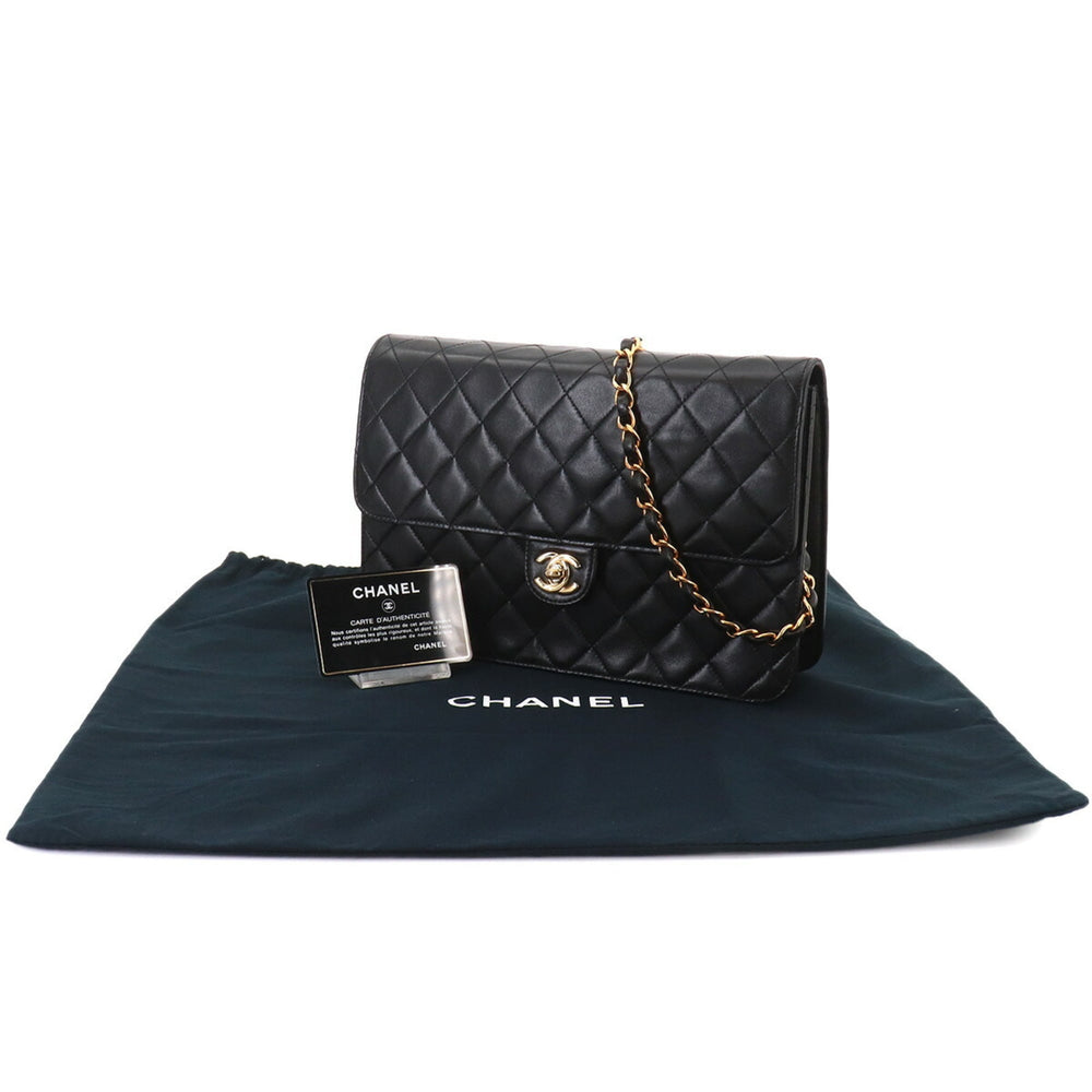 Chanel Matelasse Chain Shoulder Handbag, Lambskin, Black with Gold Hardware — Like New
