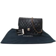 Chanel Matelasse Chain Shoulder Handbag, Lambskin, Black with Gold Hardware — Like New