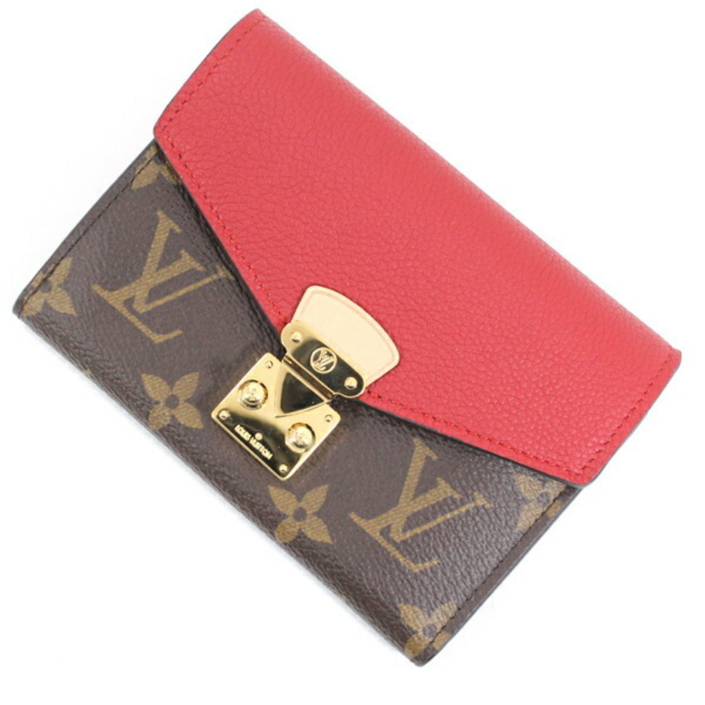Louis Vuitton Women's Trifold Wallet, Portefeuille Pallas Compact, Monogram, Brown and Red, M67478, LOUIS VUITTON Wallet & Coin Purse, TK1780