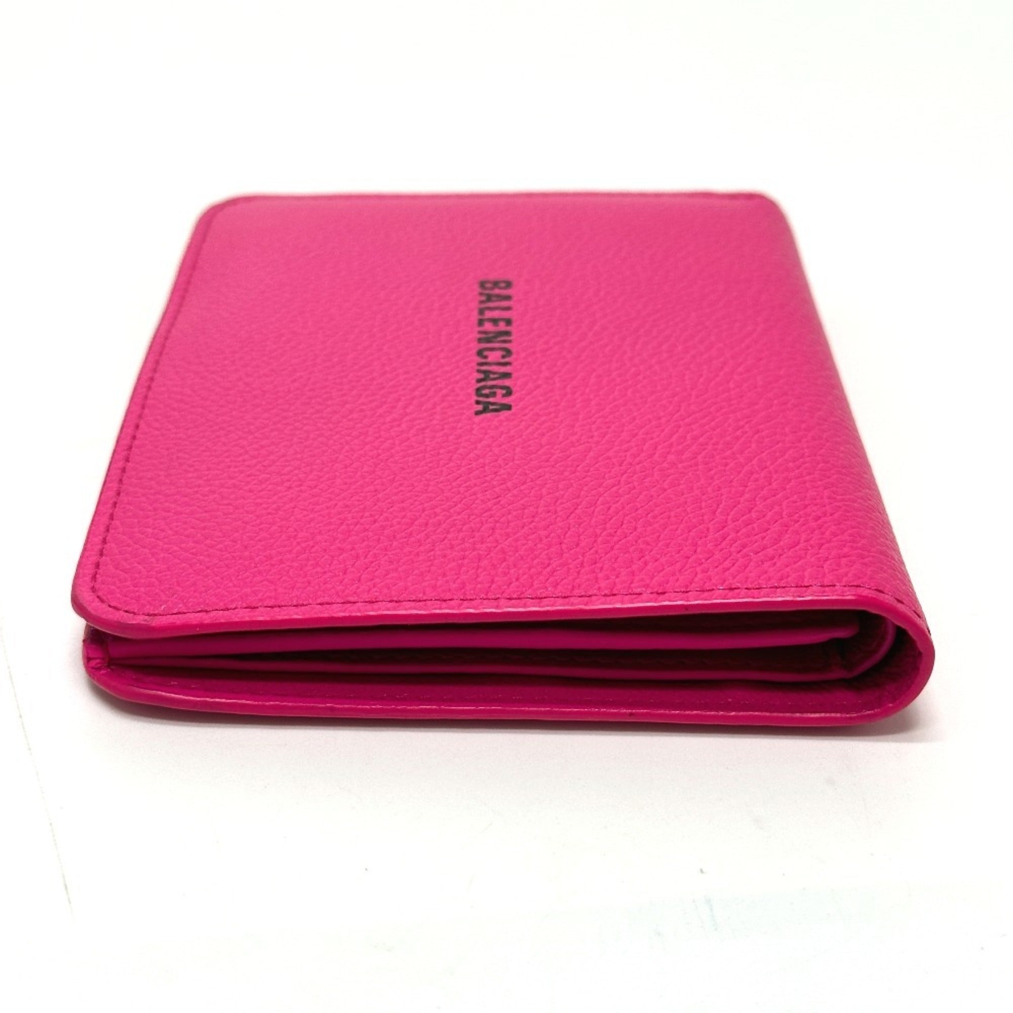 BALENCIAGA Logo Ville Medium Wallet, Bi-fold Leather, Unisex, Pink
