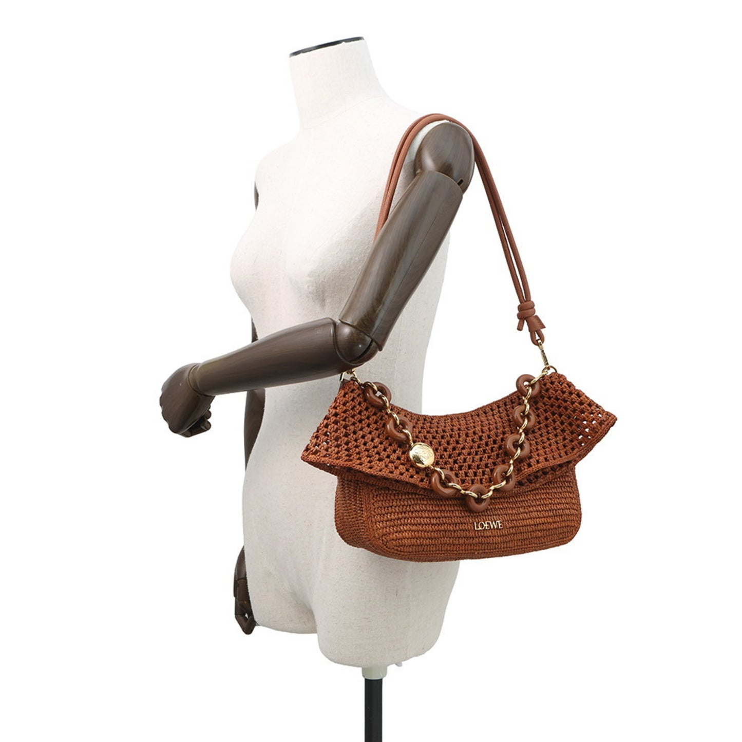Loewe Ora Bag Medium Raffia Shoulder AP22P22X02 LOEWE 2-way Brown