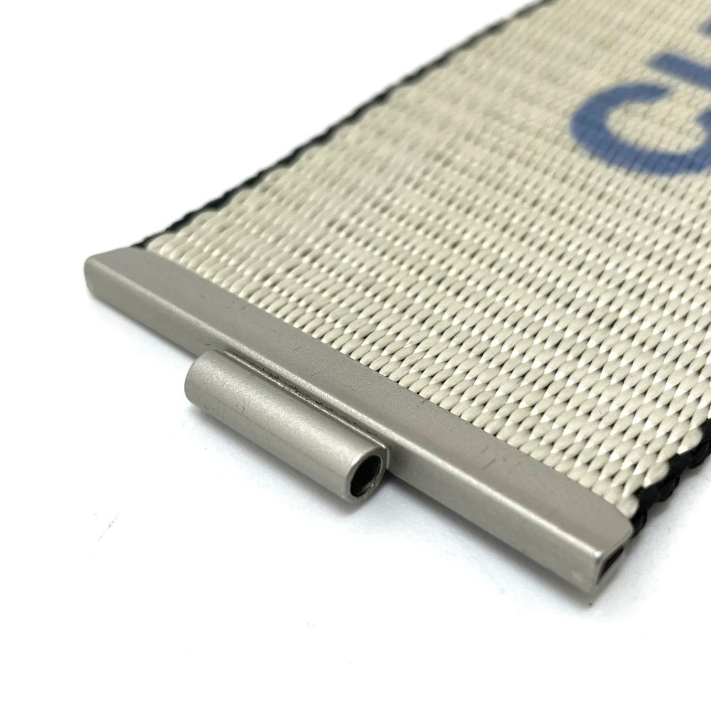 CHANEL Logo 99s Vintage Nylon Bracelet for Women, Silver and Blue