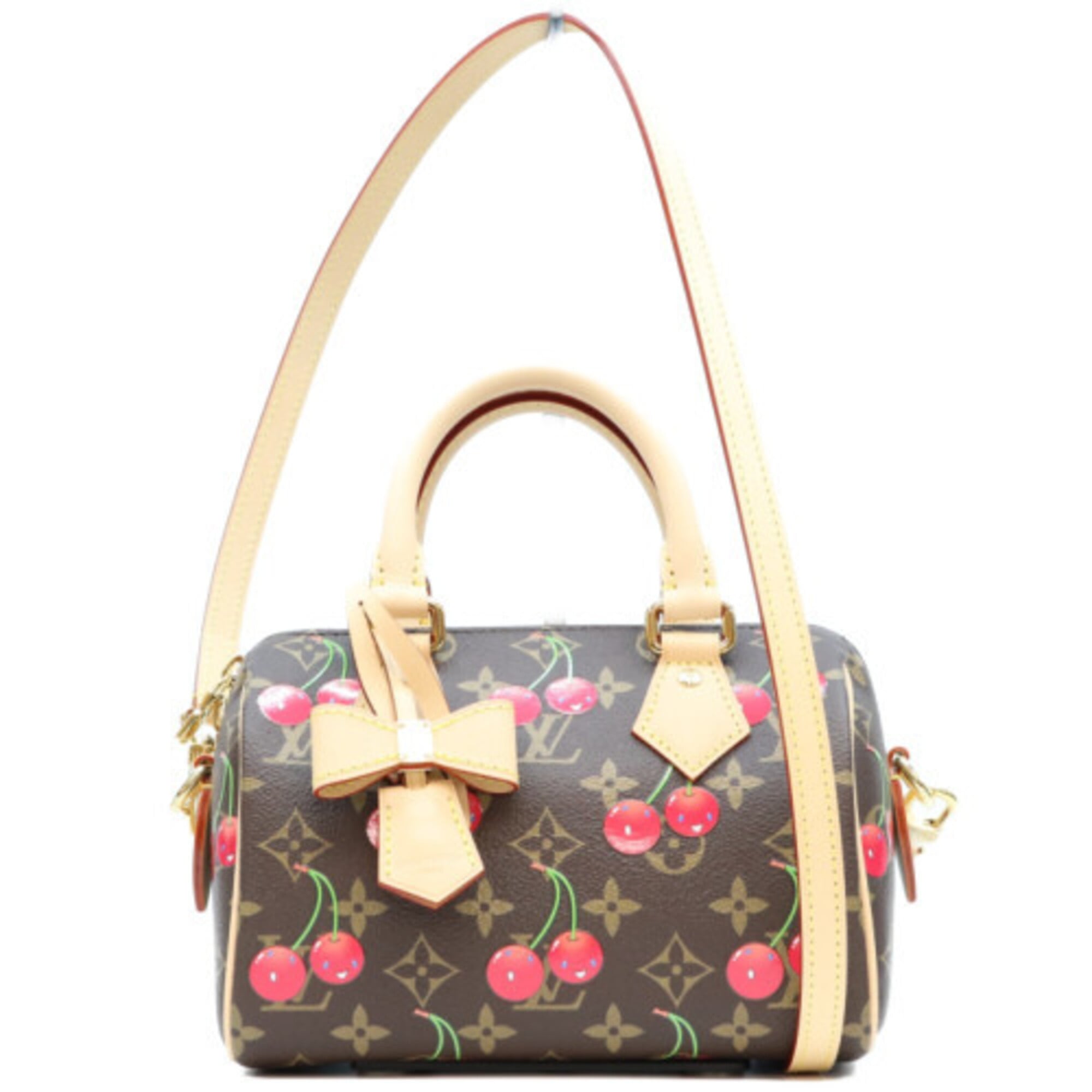 LOUIS VUITTON x Takashi Murakami M13094 Monogram Cherry Speedy Bandoulière 20 Shoulder Bag, Brown, Gold Hardware, Women's — Like New
