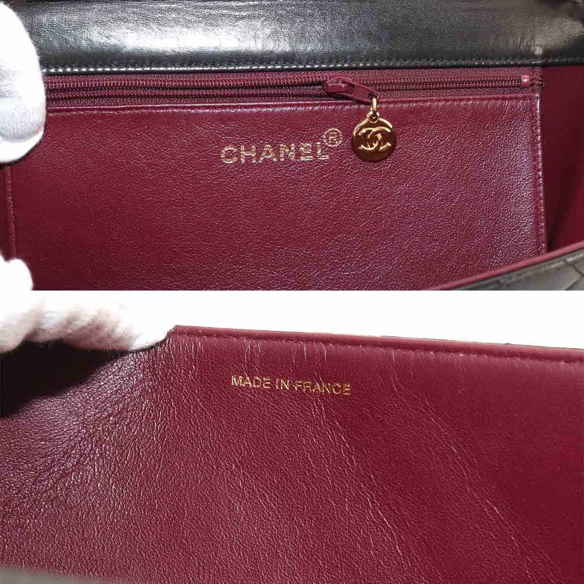 Chanel Matelasse Chain Shoulder Handbag, Lambskin, Black with Gold Hardware — Like New