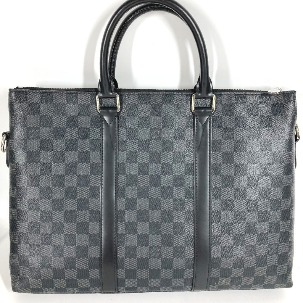 LOUIS VUITTON N40024 Damier Graphite Anton Briefcase, 2-Way Bag, Document Shoulder Handbag, Business Canvas, Black, Men's and Women's