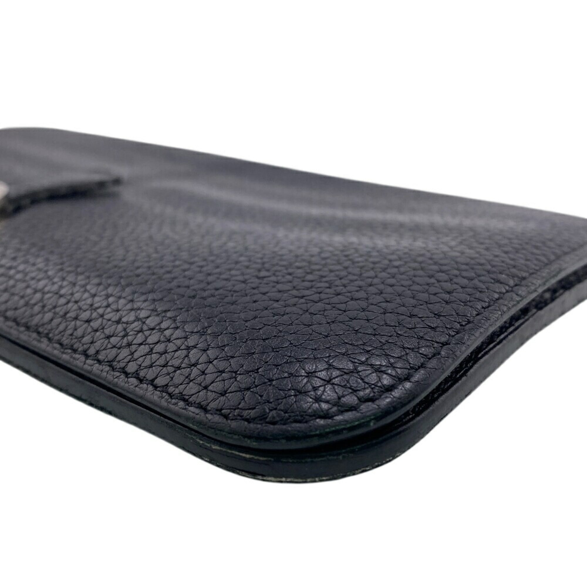 HERMES Dogon Long Wallet Black Men's