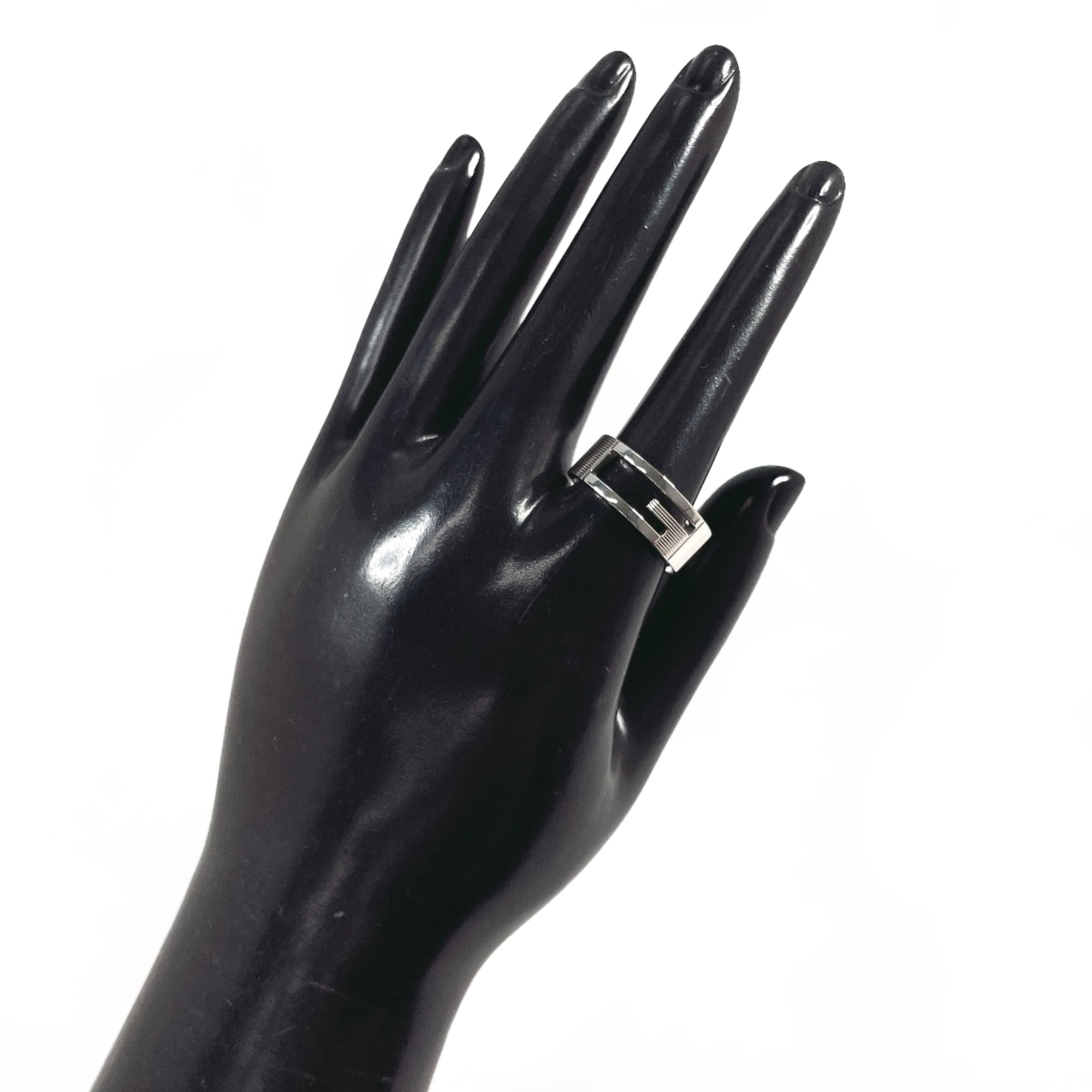 GUCCI Branded Cutout G Ring, Sterling Silver 925, Size 17.5cm, Men's — Like New