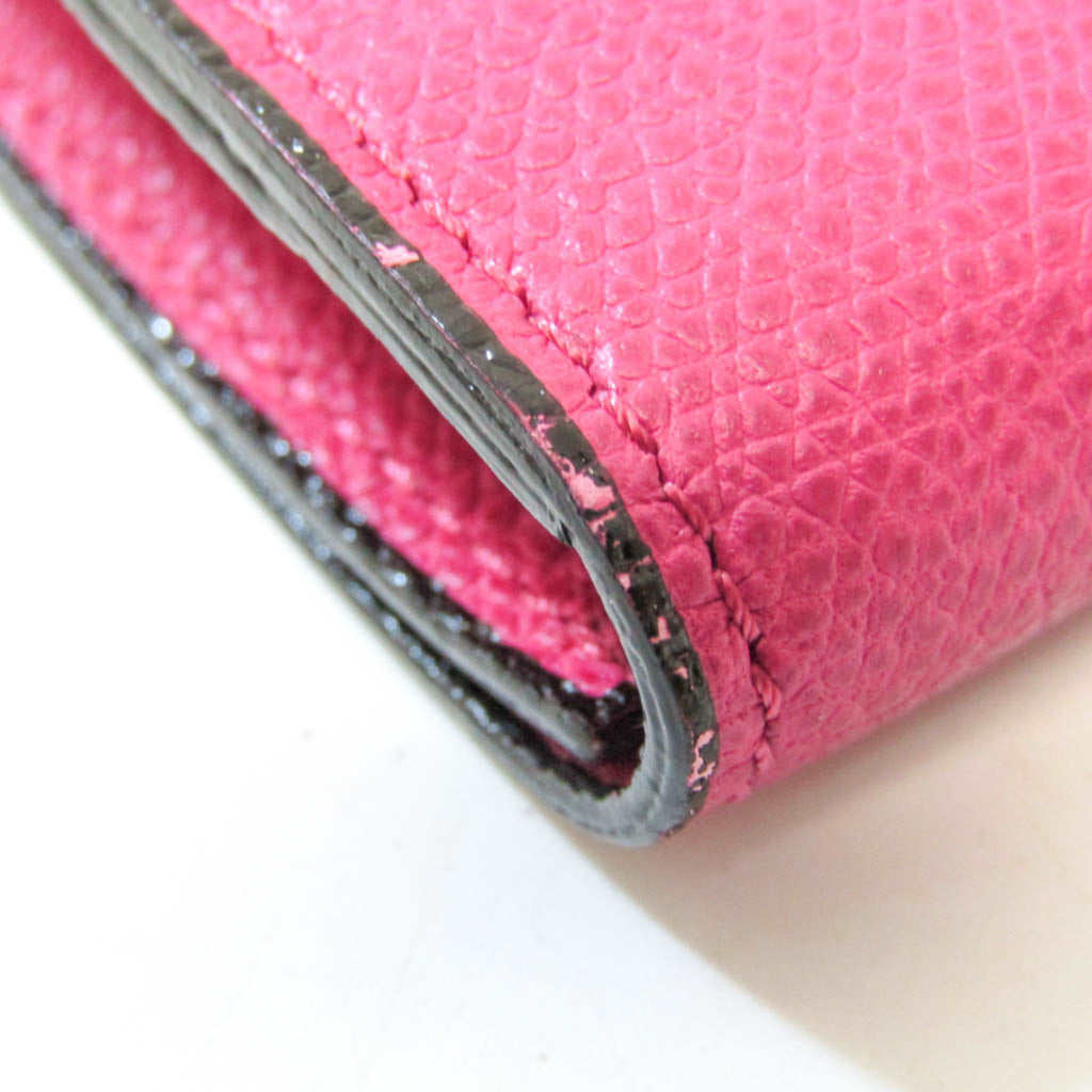 Valextra V9L18 Women's Leather Long Wallet (bi-fold) Pink