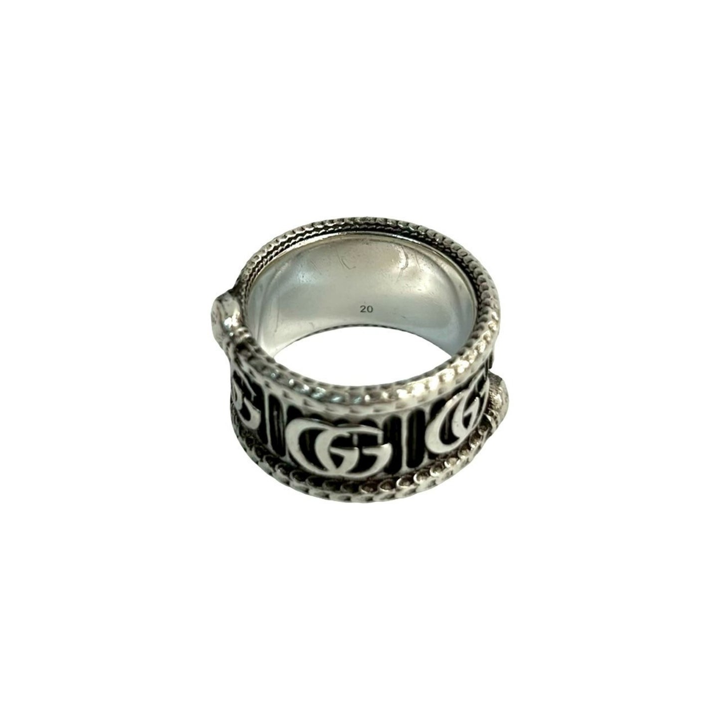 GUCCI Interlocking Double G Snake Ring, 925 Sterling Silver, Size 20, Men's, 43680