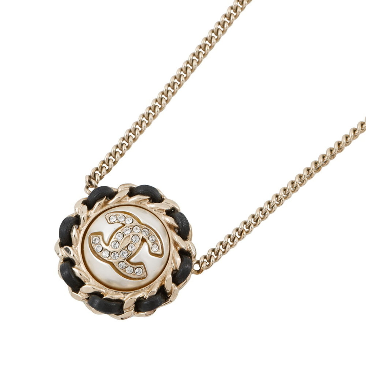 Chanel Coco Mark Necklace with Faux Pearl and Rhinestones, B21 K, CHANEL