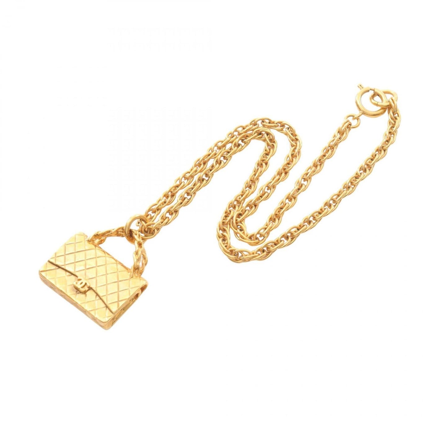 CHANEL Matelasse Bag Motif Necklace, Gold Plated, Women's, 95 Pieces