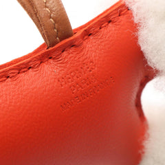 Hermes Buddy Charm Capucines Gold Accessory Sheepskin Agneau Milo Women's Red Brown White — New - Store Return
