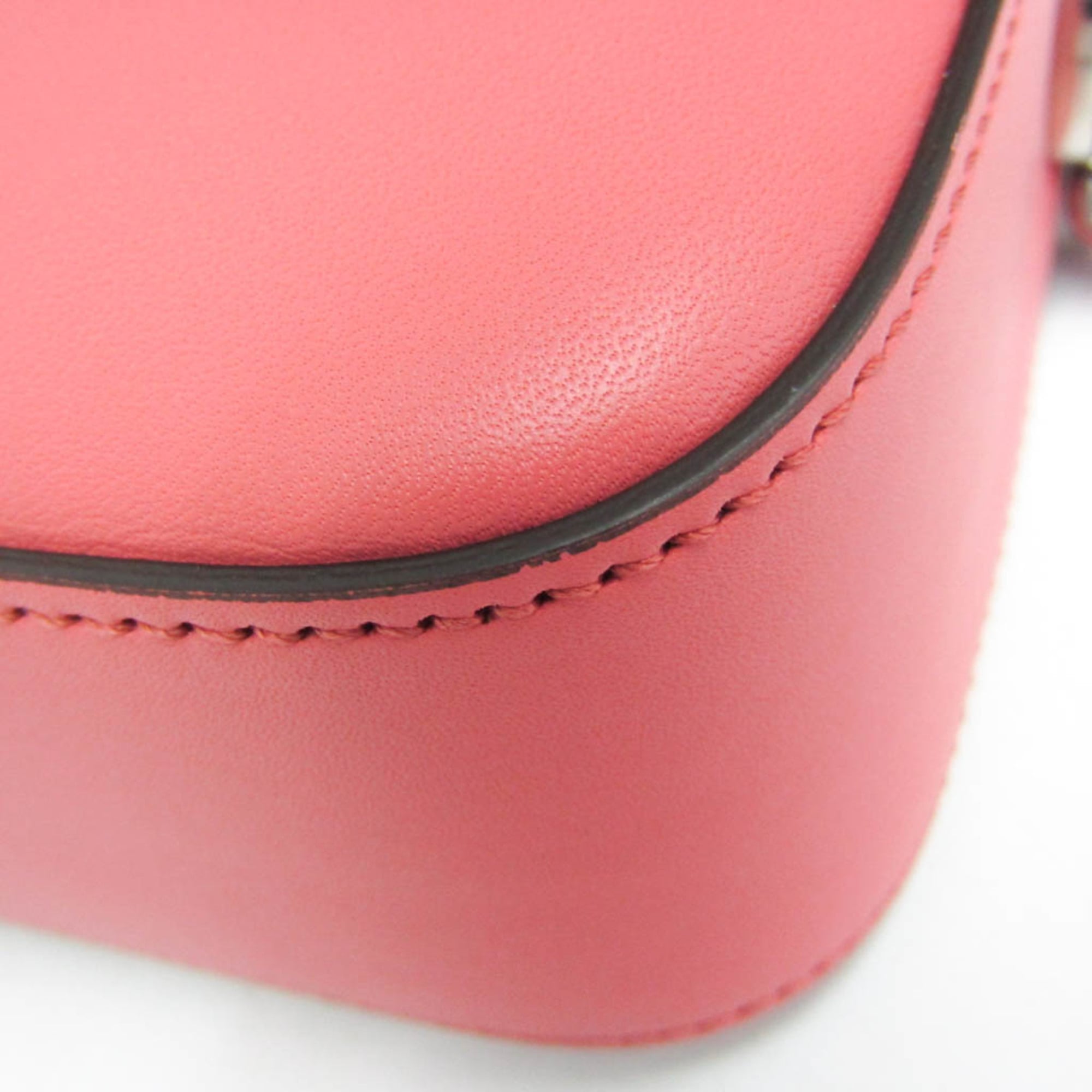 Gucci Double G 739722 Women's Leather Shoulder Bag Pink — Like New