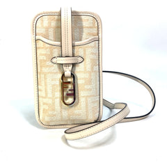Fendi 7AS131 Smartphone case Orlock Shoulder Bag Crossbody Pouch Beige — Like New