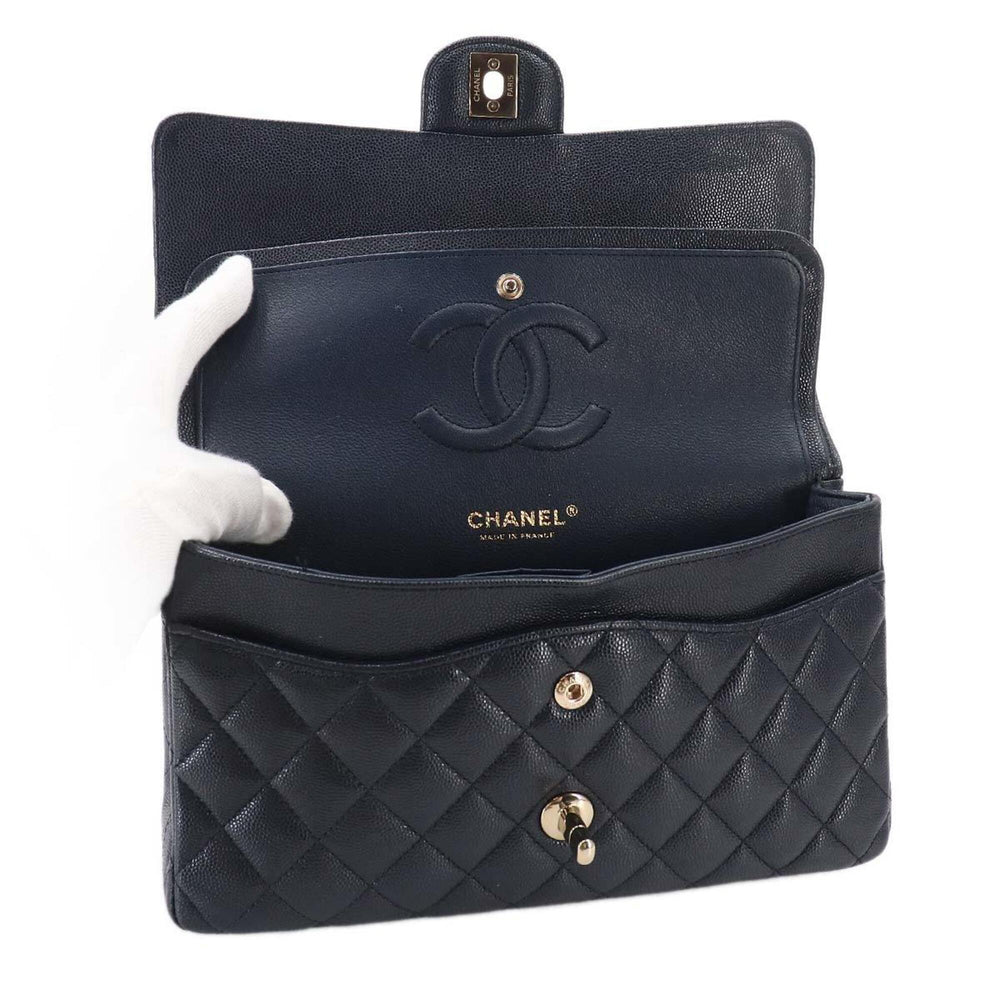 Chanel Matelasse 25 Chain Shoulder Handbag, Caviar Leather, Navy, A01112, Gold Hardware, Coco Mark — Like New