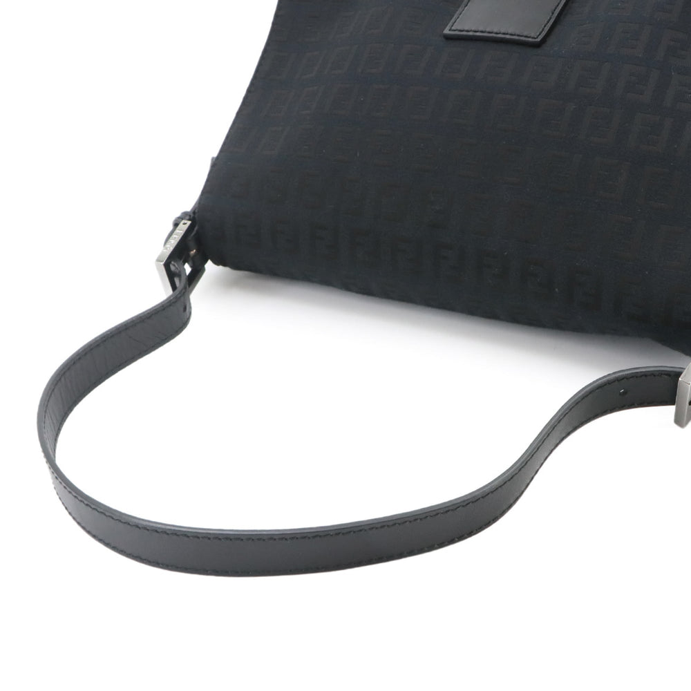 Fendi Zucchino Mamma Baguette Shoulder Handbag, Canvas, Black, 8BR001, Silver Hardware — Like New