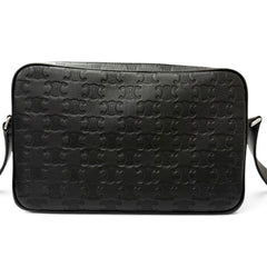 CELINE 117003FS3 Horizontal Messenger Leather Triomphe Medium Shoulder Bag Black Made in Italy Men's with Dust — Like New