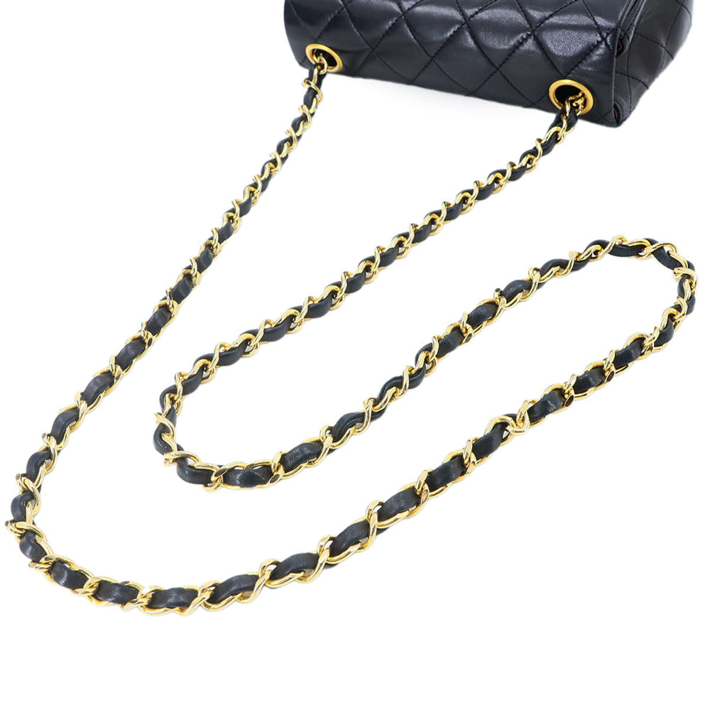 Chanel Mini Matelasse Chain Shoulder Handbag, Lambskin, Black, A01115, Gold Hardware — Like New