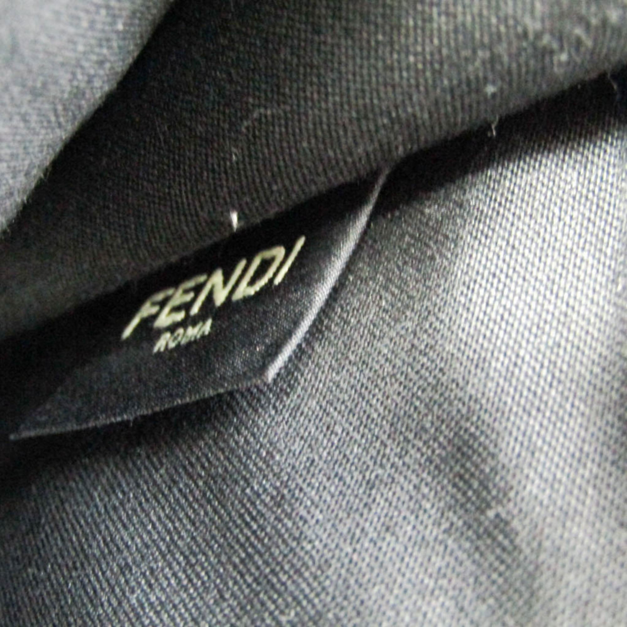 Fendi Flat Baguette Medium 7VA524 Women's Leather,Canvas Shoulder Bag Navy — Like New