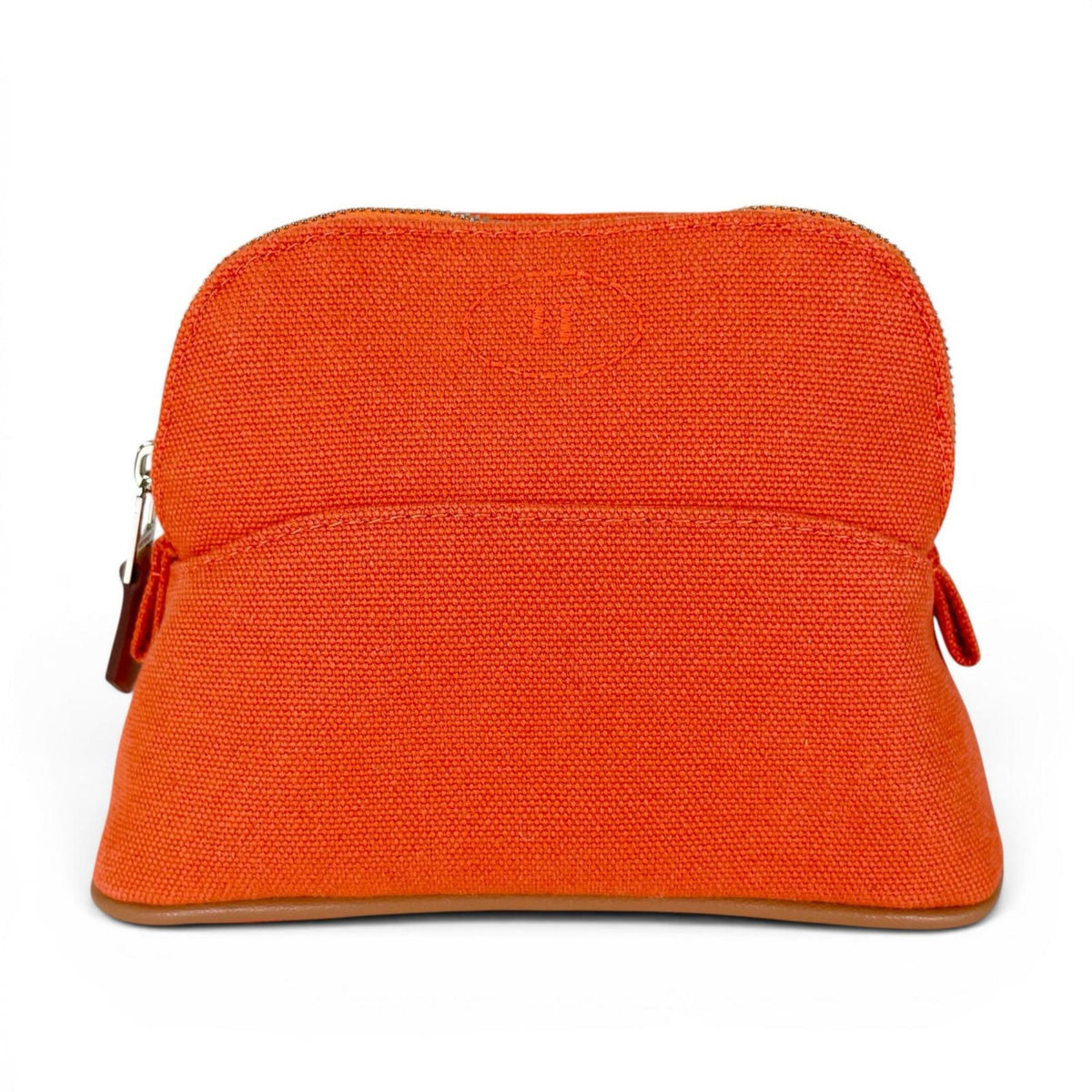 HERMES Bolide Mini Pouch, Toile H, Cosmetic Travel Case, Small Item Orange, Made in France, Women's — Like New