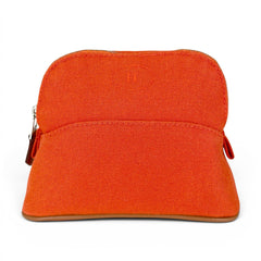 HERMES Bolide Mini Pouch, Toile H, Cosmetic Travel Case, Small Item Orange, Made in France, Women's — Like New