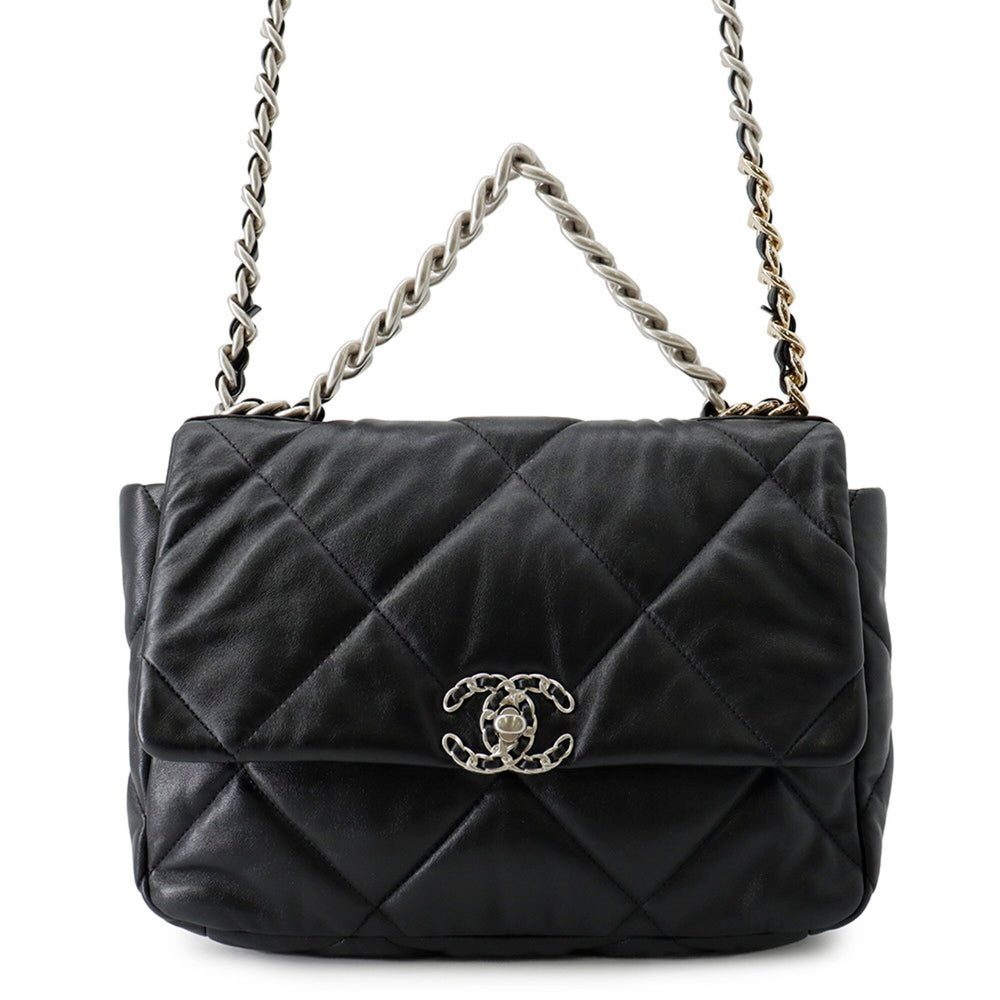 Chanel Chain Shoulder Bag 19 Large Lambskin AS1161 CHANEL Handbag 2-way Black Women's — Like New