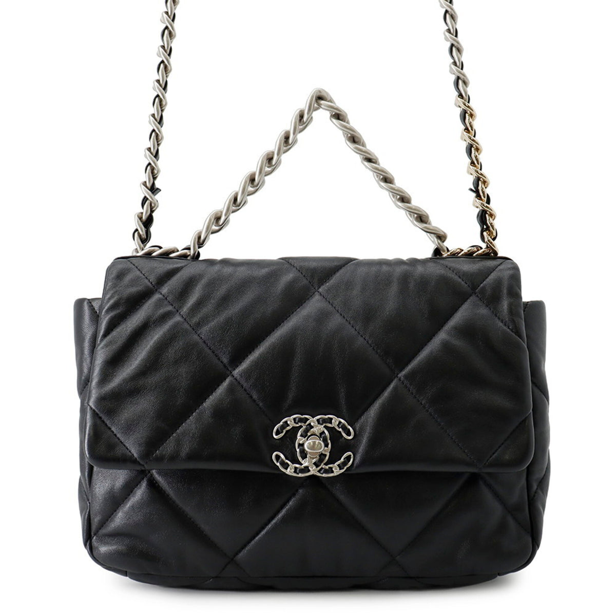 Chanel Chain Shoulder Bag 19 Large Lambskin AS1161 CHANEL Handbag 2-way Black Women's — Like New