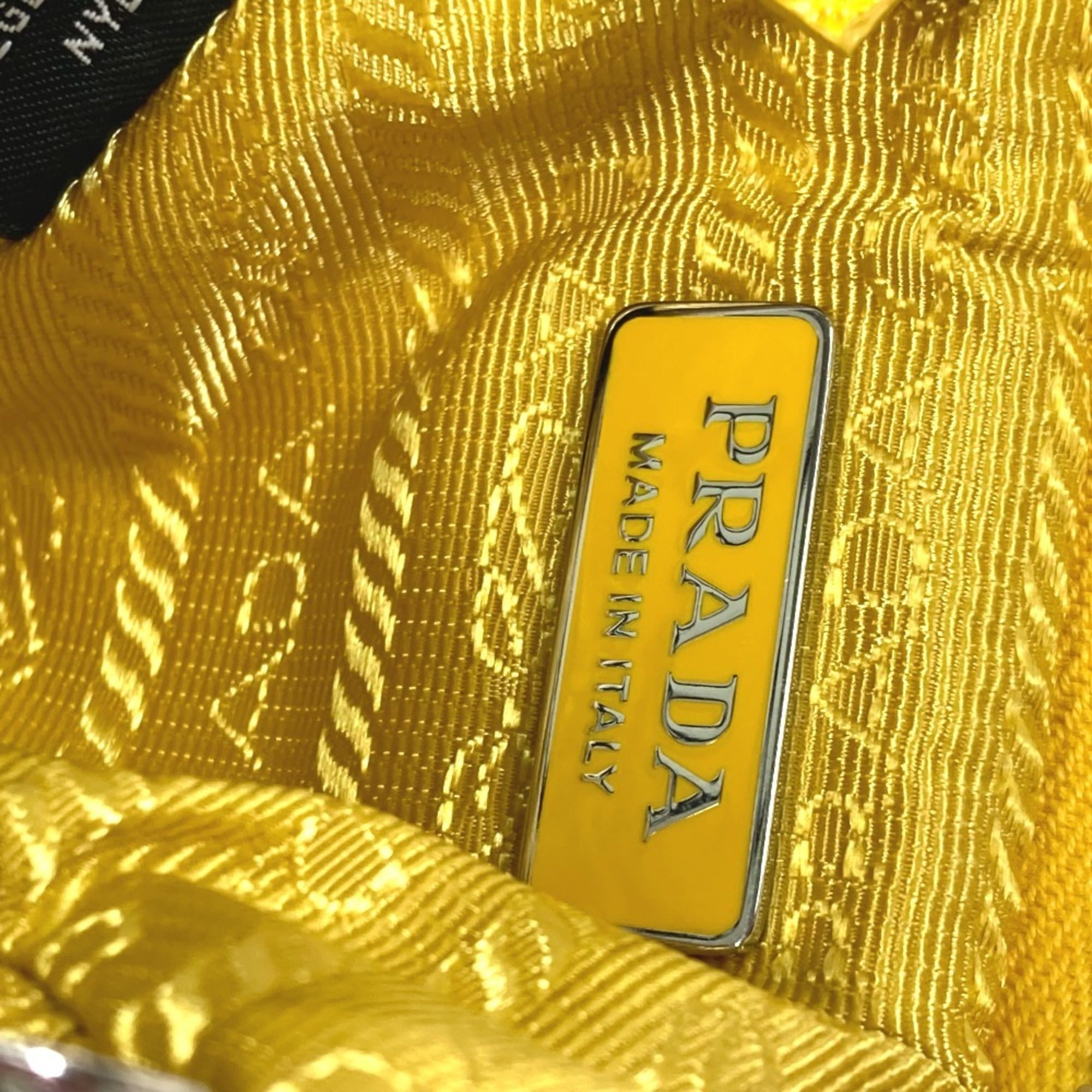 PRADA 2TT140 Triangle Plate Re Nylon with Neck Strap Key Ring Pouch Men's Yellow — New - Store Return