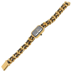 Chanel CHANEL Première XL Watch, Gold Plated (GP), Leather Strap, Women's, Black, H0001 — Very Good