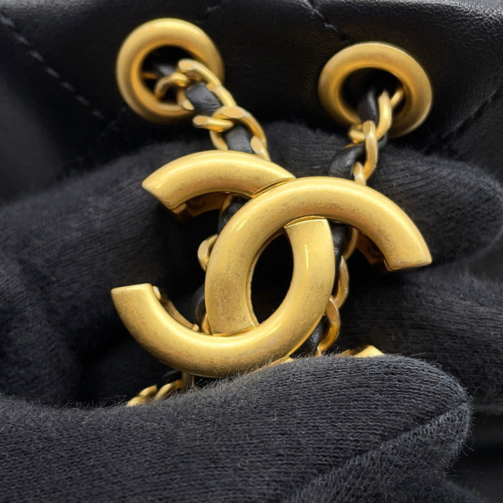 Chanel Matelassé Hobo Bag with Coco Mark, Calfskin, AS5976, Black, Handbag for Women — Like New