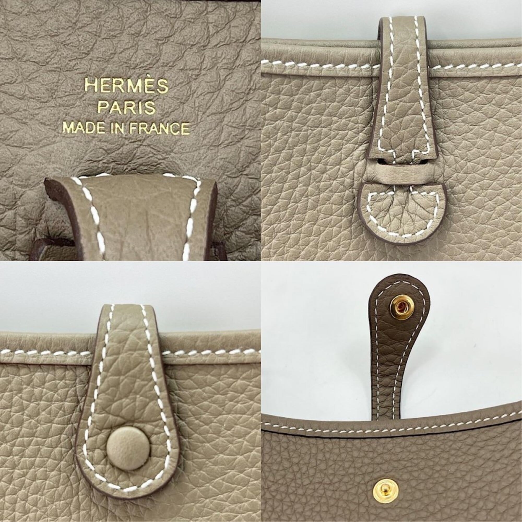 Hermes Shoulder Bag for Women, Evelyne TPM, Etoupe, HERMES W stamp, Beige, Gold Hardware, 2024 Model — Like New