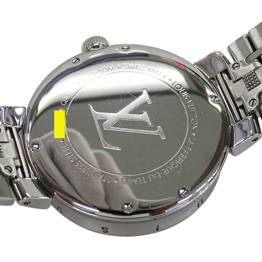 Louis Vuitton LOUIS VUITTON Women's Watch, Tambour Moon Dual Time, Quartz, Stainless Steel (QA104), Silver — Good