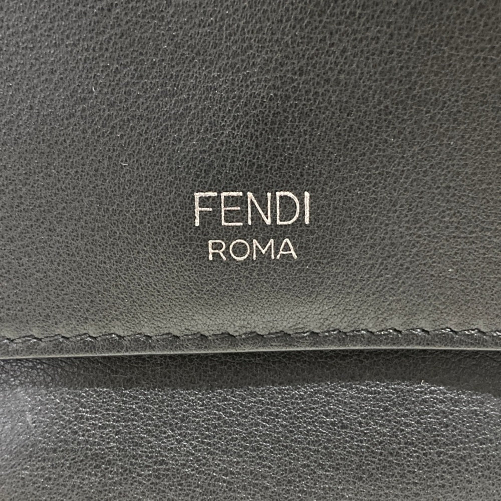 FENDI Fendi Applique Stud Flowerland Micro Double Bucket Chain Shoulder Bag Khaki Women's — Like New