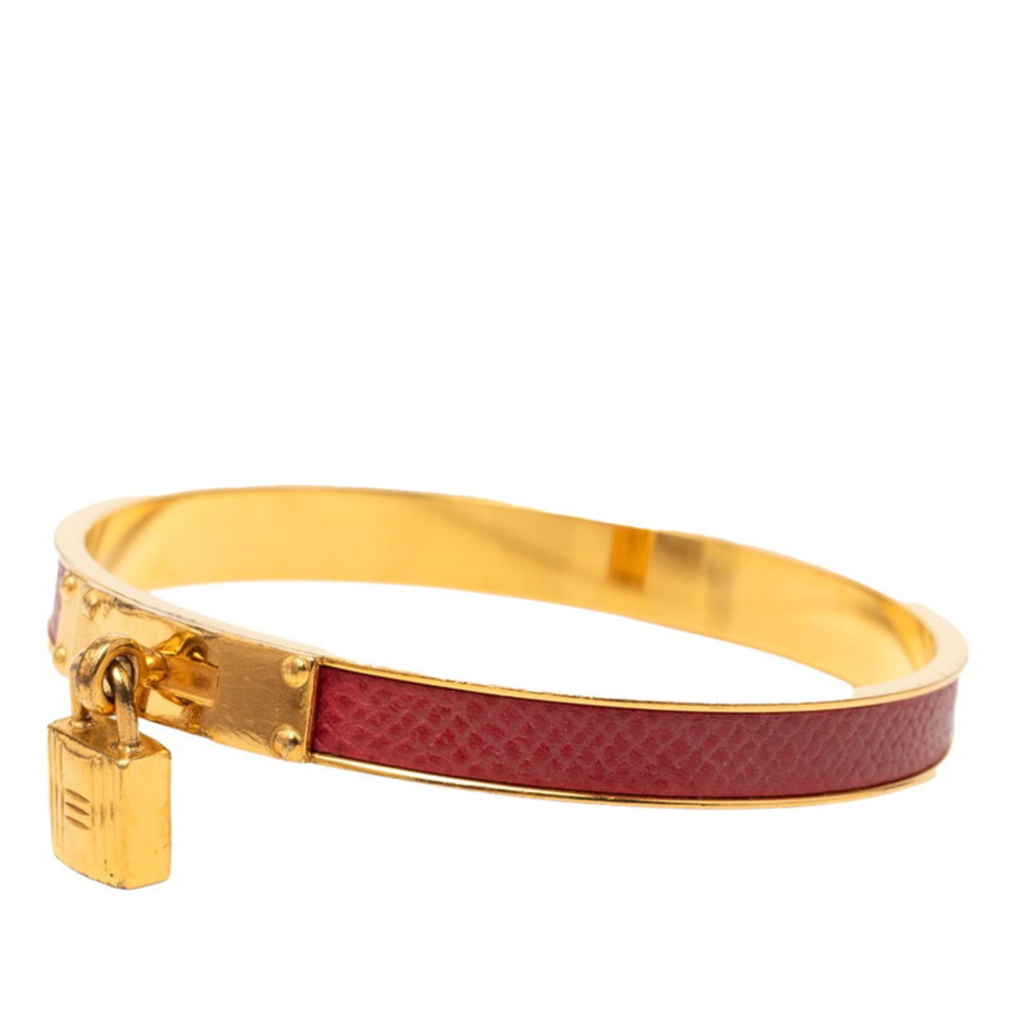Hermes Kelly Bangle Cadena Motif Gold Red Plated Women's HERMES