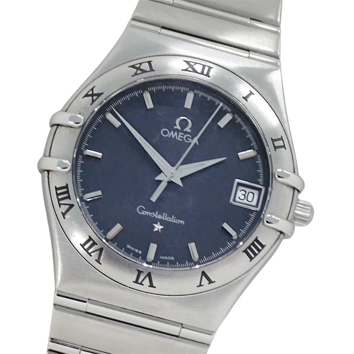 Omega Constellation 1512.40 Men's Watch, Brand Name, Date, Quartz, Stainless Steel (SS), Silver/Navy — Good