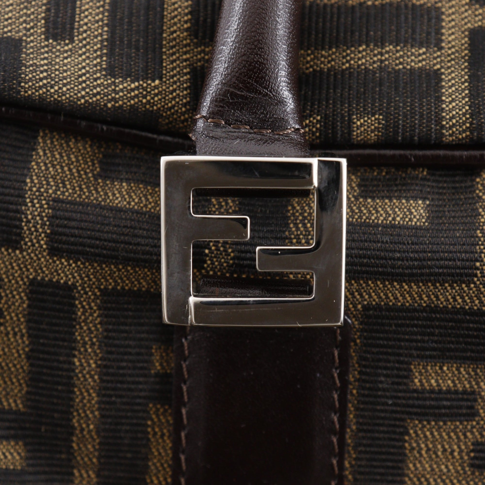Fendi Zucca Business Bag, 2-Way Shoulder Nylon Canvas, Brown, 2-Way, A4 Size, Unisex — Like New