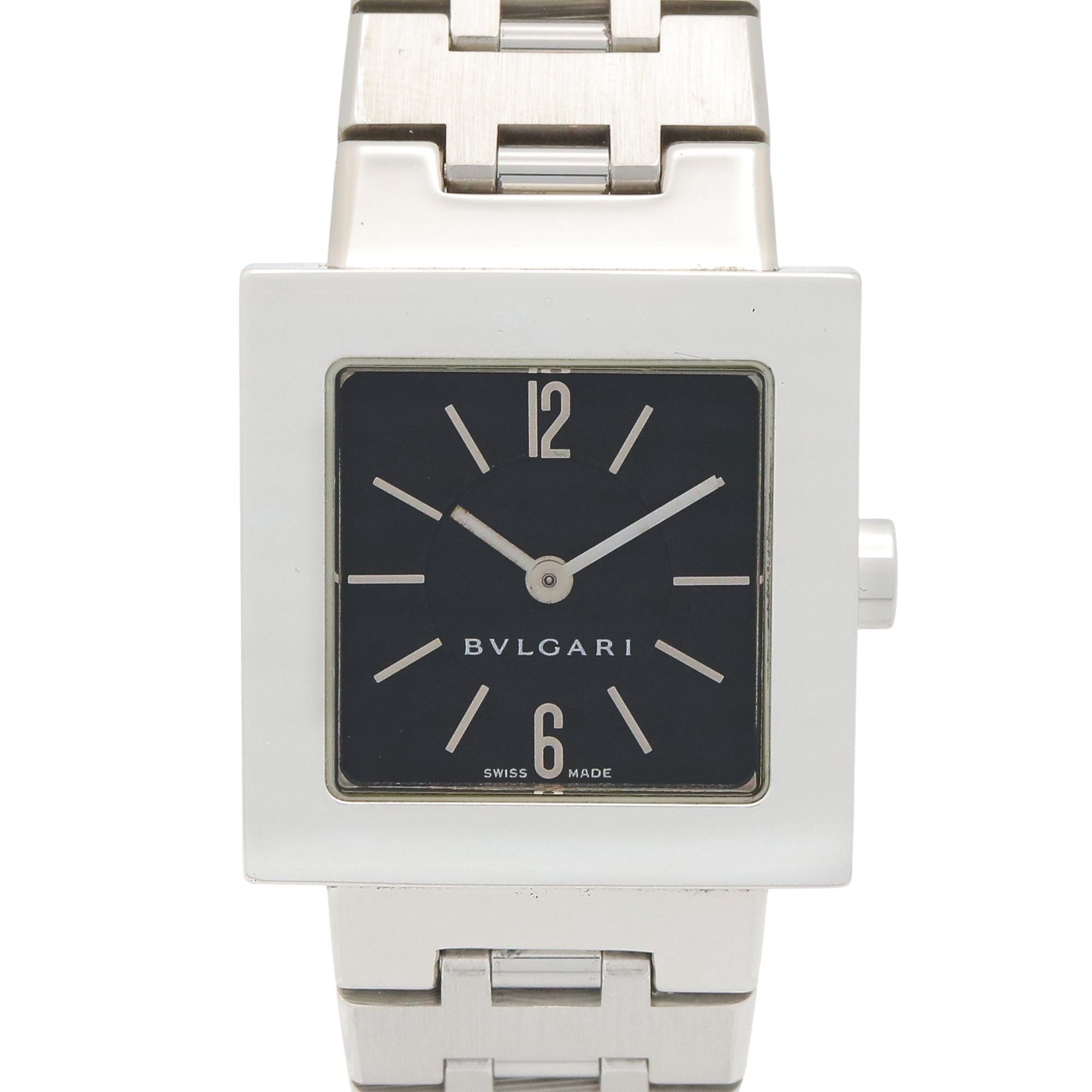 Bulgari BVLGARI Quadrato Watch, Stainless Steel, Women's, Black, SQ22SS — Very Good