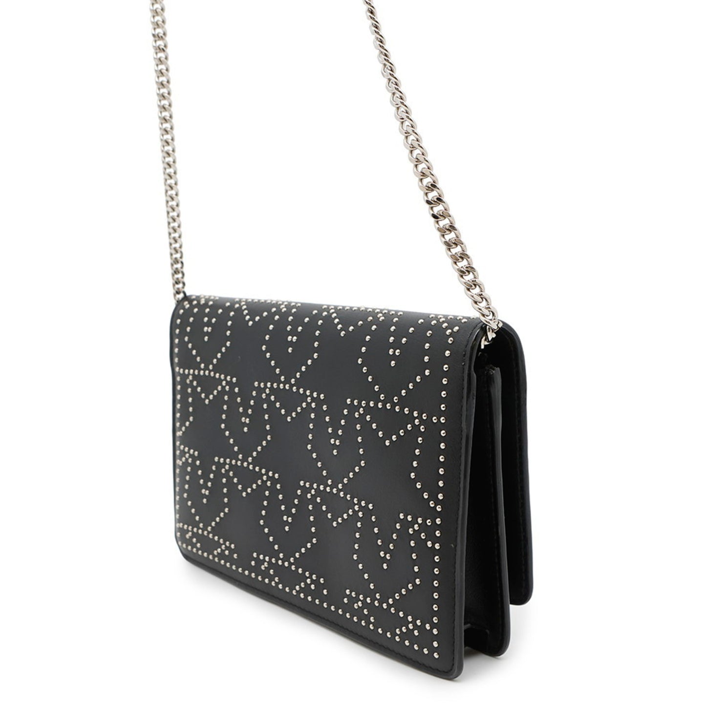 Jimmy Choo Star Leather Chain Wallet, Black,