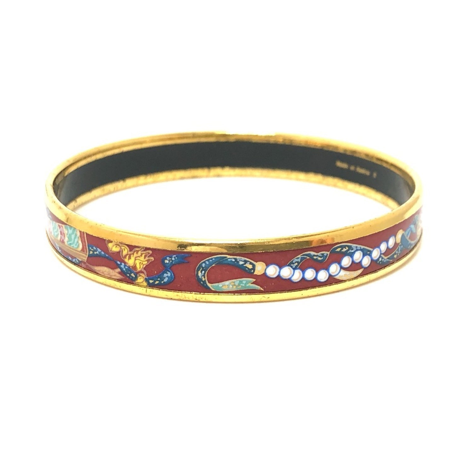 HERMES Hermes Enamel PM Bracelet/Bangle GP/Enamel Women's Red