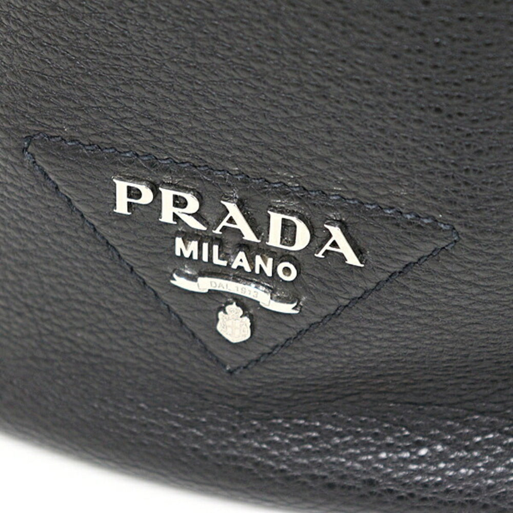 PRADA Prada Leather Shoulder Bag Black 1BE060 Bucket Unused — New - Store Return