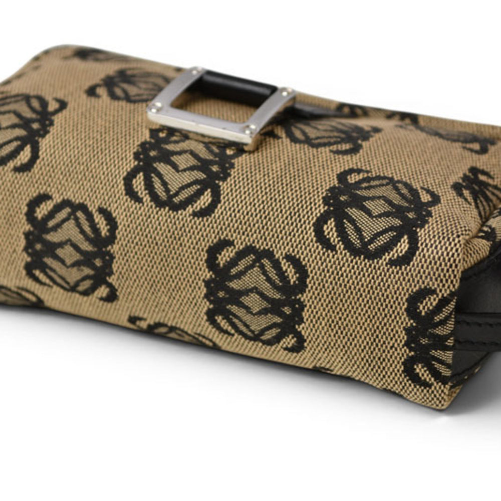 Loewe pouch, canvas Anagram design, beige, black — Like New