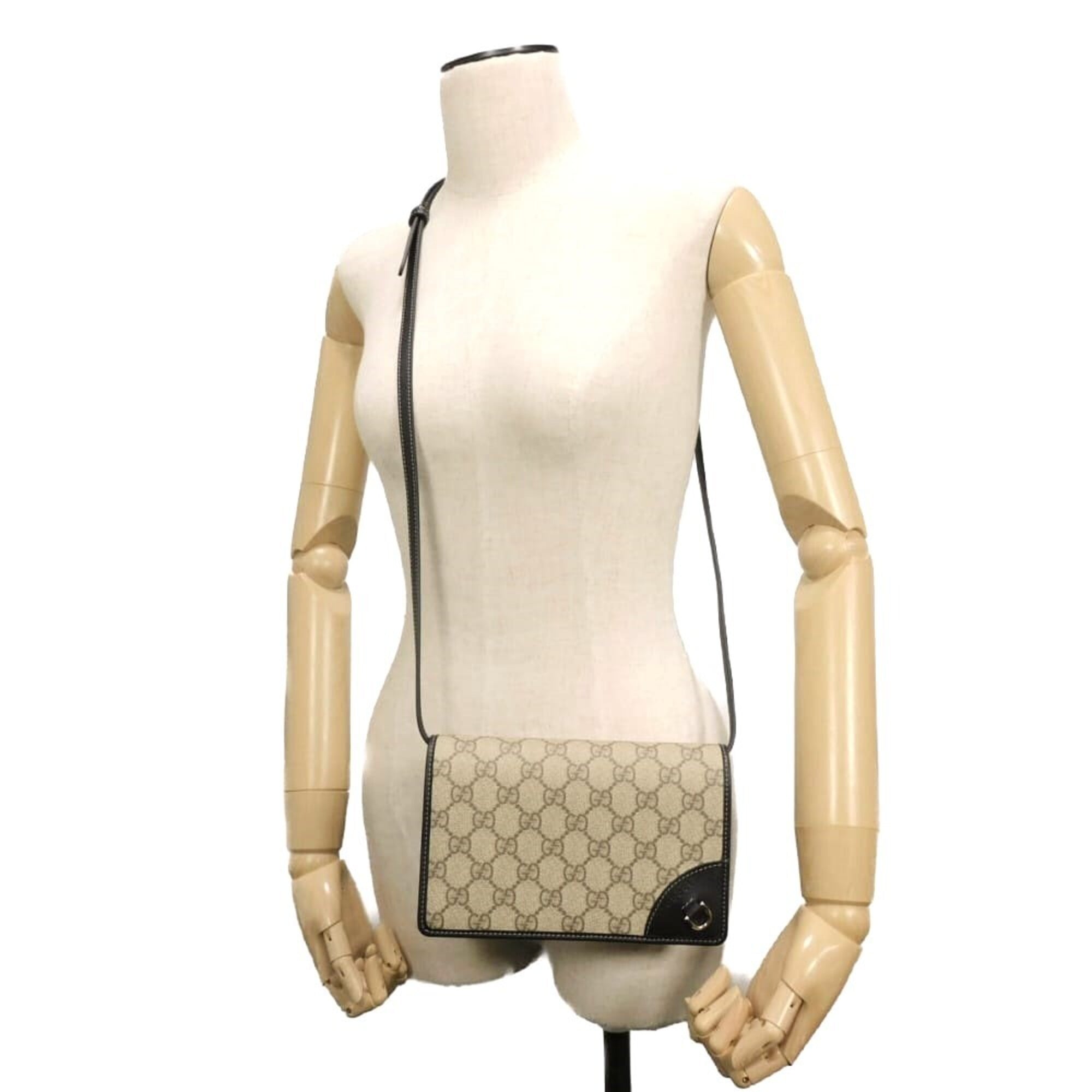 Gucci GUCCI Shoulder Bag GG Emblem Super Calf Black Web 2WAY Supreme Beige 820688 FAD6L 9741 Men's Women's — Like New