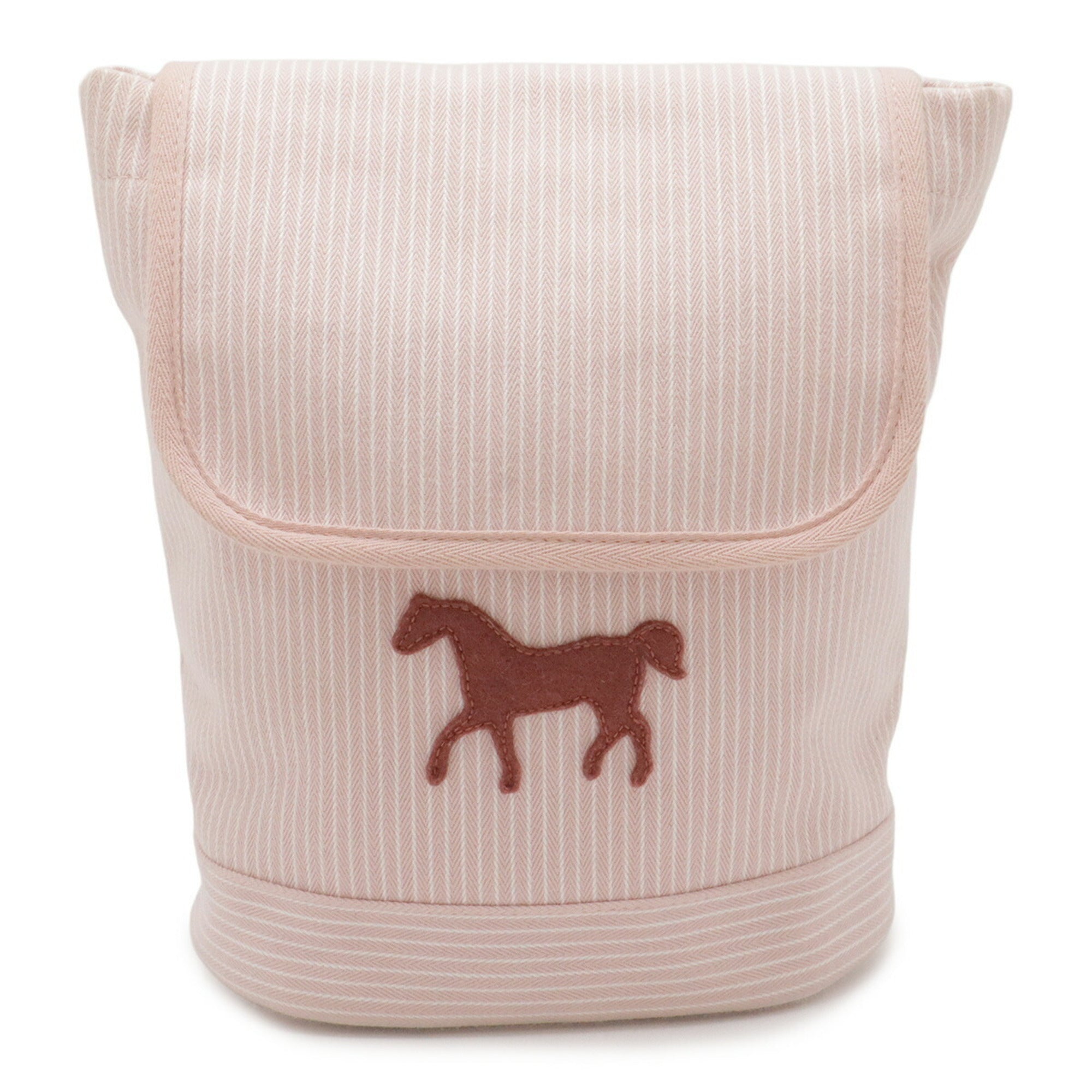 HERMES Caval Color Backpack Rucksack for Kids - Horse Stripe Cotton Pink & White — Like New