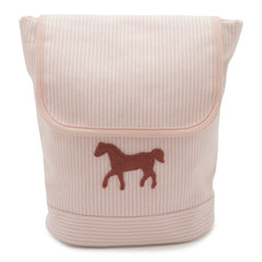 HERMES Caval Color Backpack Rucksack for Kids - Horse Stripe Cotton Pink & White — Like New