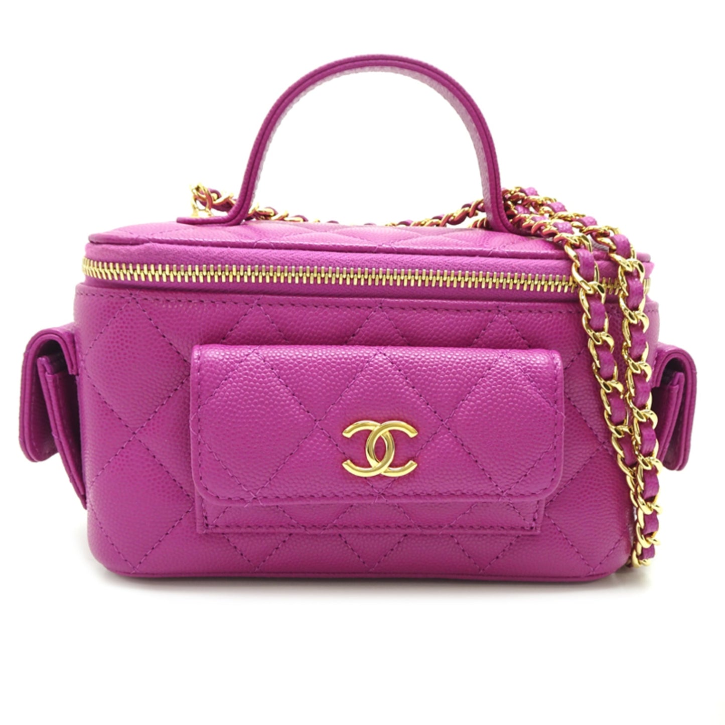 Chanel Vanity Case Women's Shoulder Bag AP3017 Caviar Leather Purple