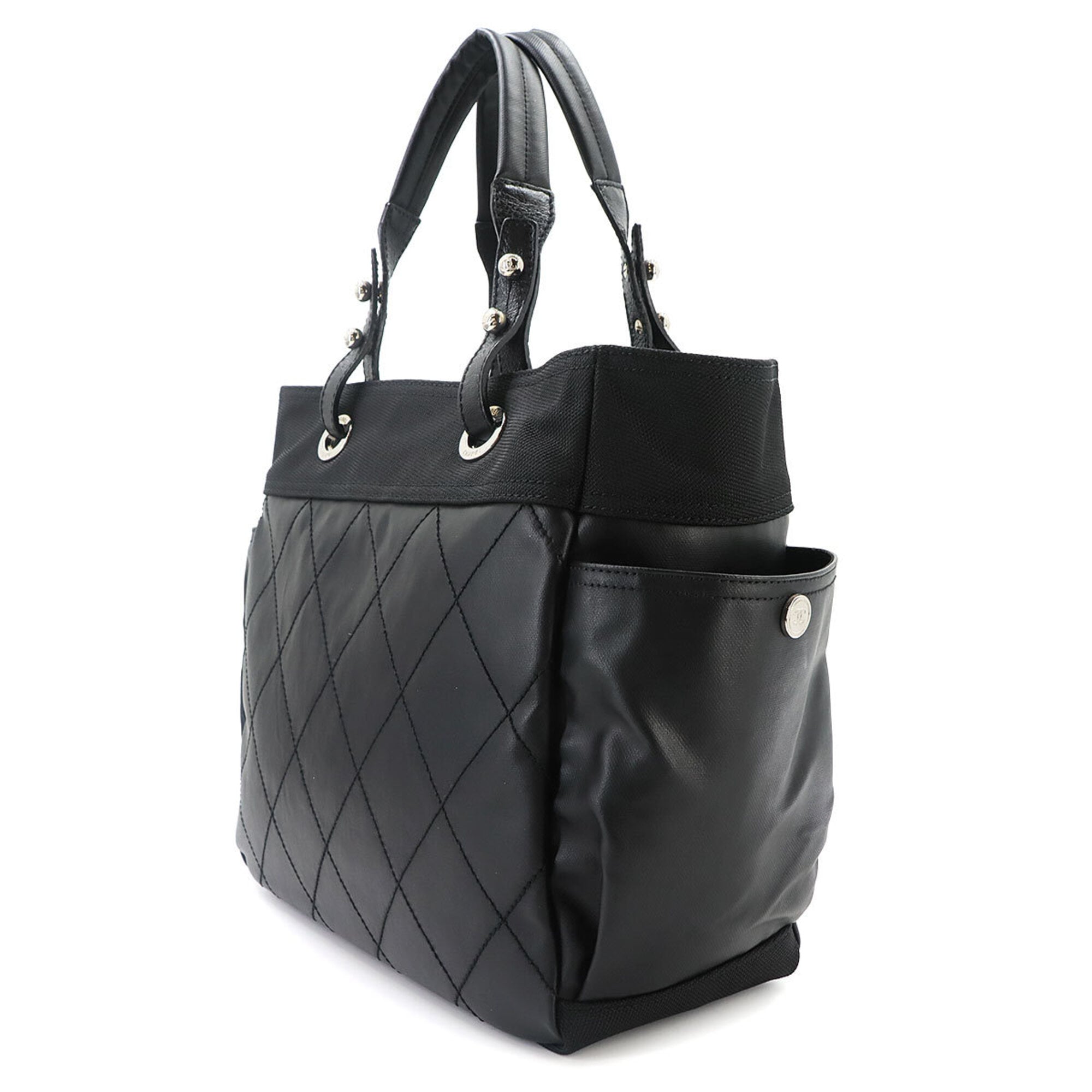 Chanel Paris Biarritz GM Tote Handbag, Nylon Leather, Black, A34210 — Like New