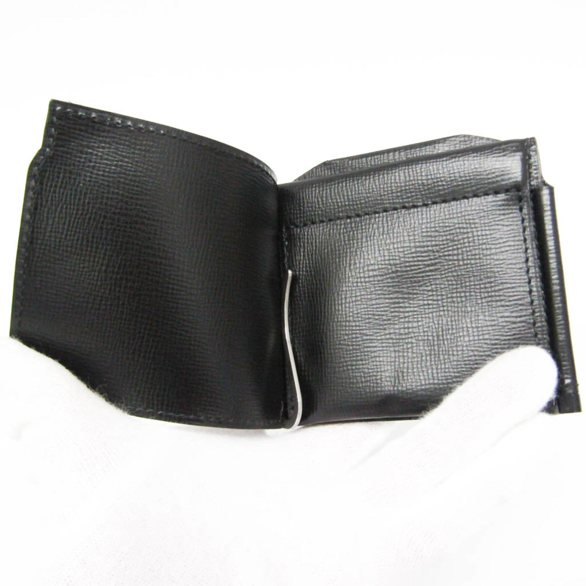 Valextra V0L54 Men's Leather Money Clip Black