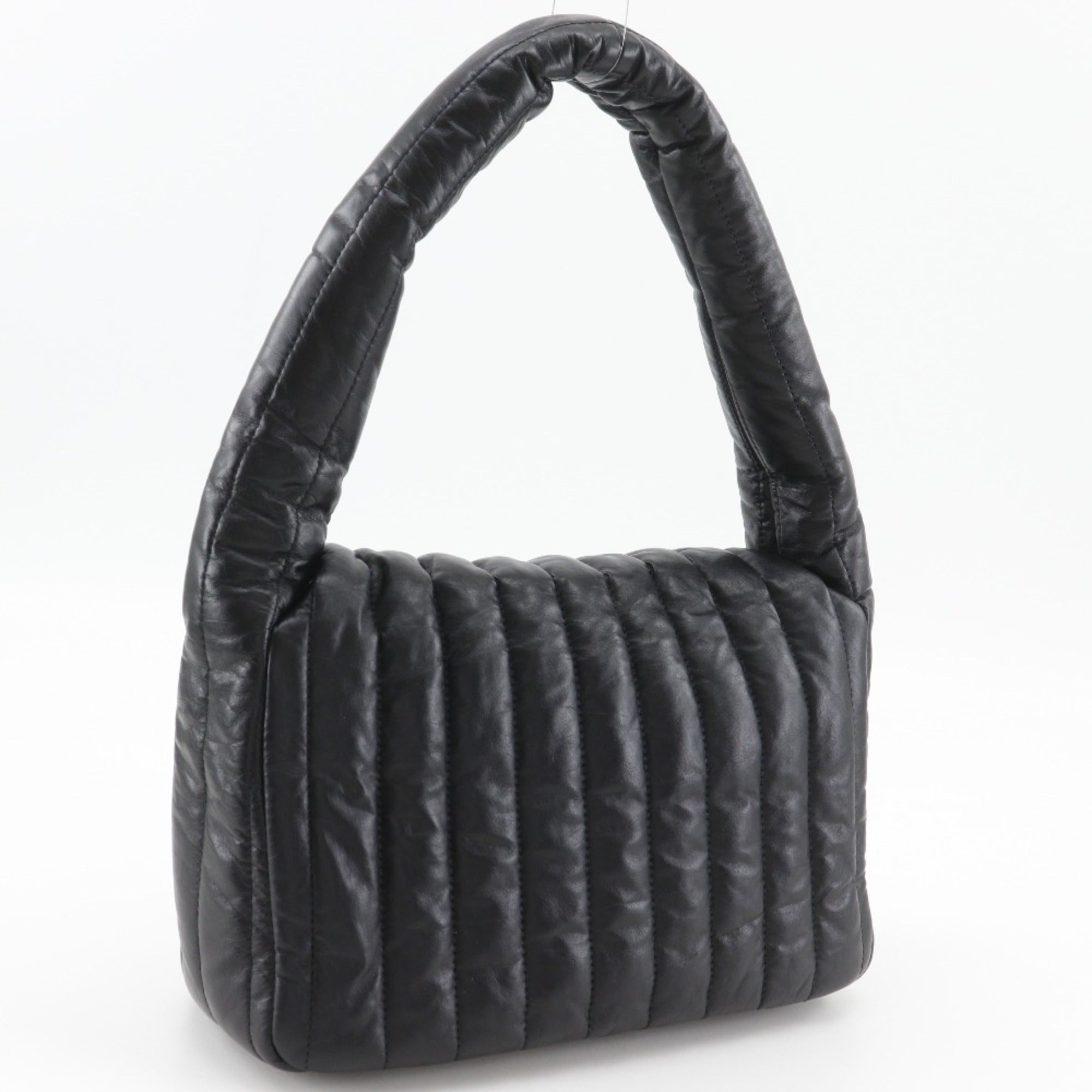 Balenciaga Monaco Shoulder Bag, Quilted, Calfskin, Black, A5 Size, Turn-Lock, Women's, 787896 — Like New